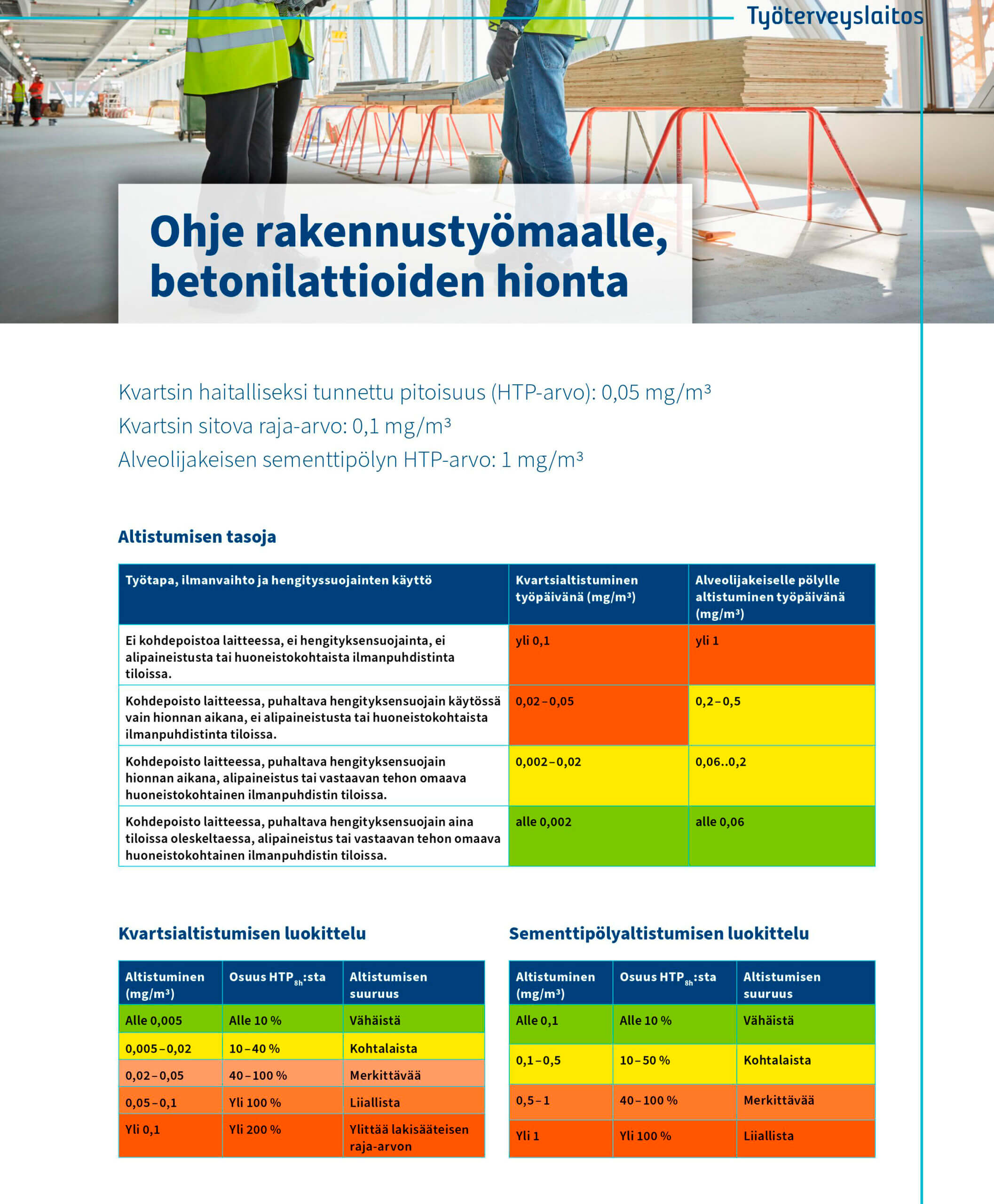 Työsuojeluviranomaisen vastaus pääkirjoitukseen kvartsipölystä: