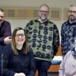 Sähköliiton ja Rakennusliiton yhteisiä koulutuskuvioita ovat kasanneet Tomi Juntunen (vas.), Tarja Toppari, Juhani Lohikoski, Jari Kiviluoma ja Marjukka Hilbert.
