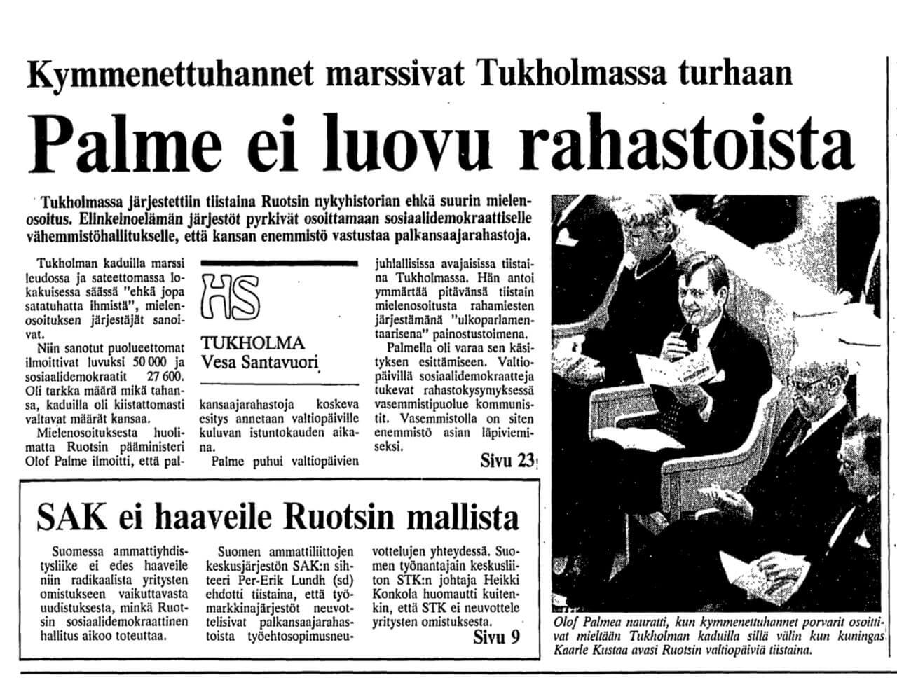 Olof Palme, oikeistopropagandan uhri